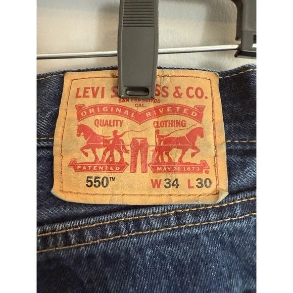 550 Levis Mens Jeans Relaxed Fit (34x30) Dark Wash Denim - Picture 6 of 6